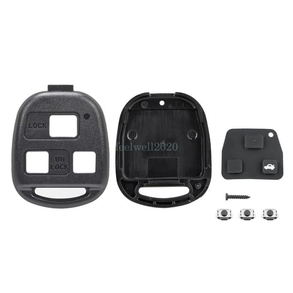 3 Button Key Fob Case Rubber Pad for Toyota Land Cruiser Corolla Yaris Avensis