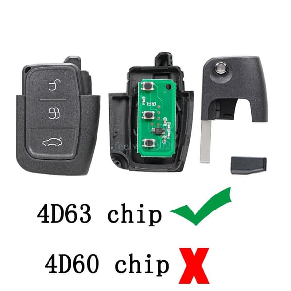 3 Button 433Mhz Flip Remote Key Fob 4D63 For Ford Focus Fiesta Mondeo Ecosport