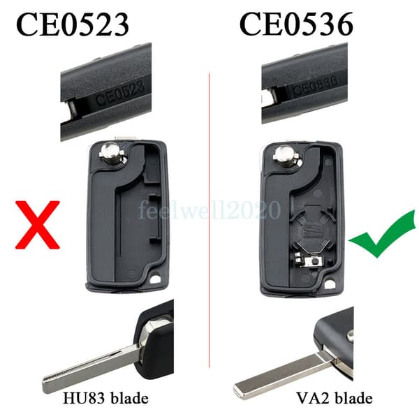 For Peugeot Expert Partner Centre 3 Button Remote Flip Key Fob Case VA2 Blade