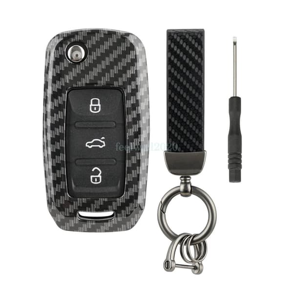Carbon Fiber Remote Key Cover For VW Golf MK5 Passat Beetle Bora Polo Skoda Seat
