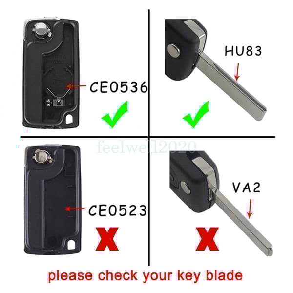 2 Button 433MHz Remote Key Fob for Peugeot 207 307 308 807 Expert ID46 Chip HU83