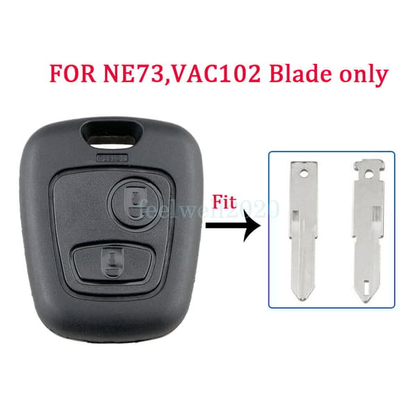For Peugeot 206 2 Button Remote Key Fob Case Shell Cover + Battery Switches Kit