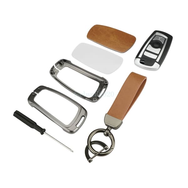 Zinc Alloy & Leather Key Fob Case Cover for BMW 1 2 3 4 5 6 7 Series X3 X4 F25