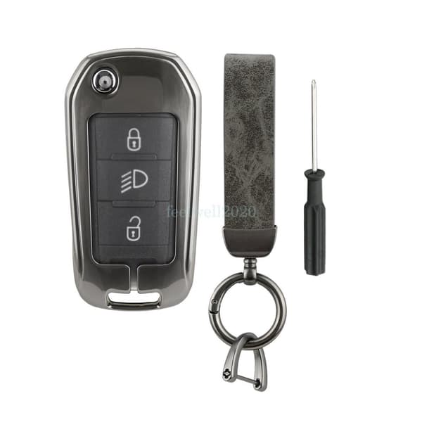 Zinc Alloy & Leather Remote Key Fob Cover Peugeot 3008 208 308 508 408 2008 4008