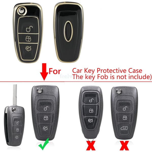 3 Button Key Cover Fob Case For Ford C-Max Focus Galaxy Mondeo Transit Custom