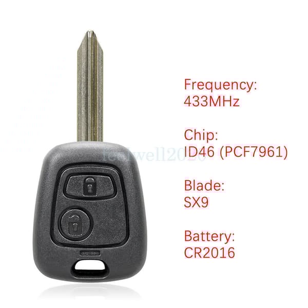2 Buttons Remote Key Fob Circuit Board for Peugeot Partner 1999 - 2008 433MHz UK