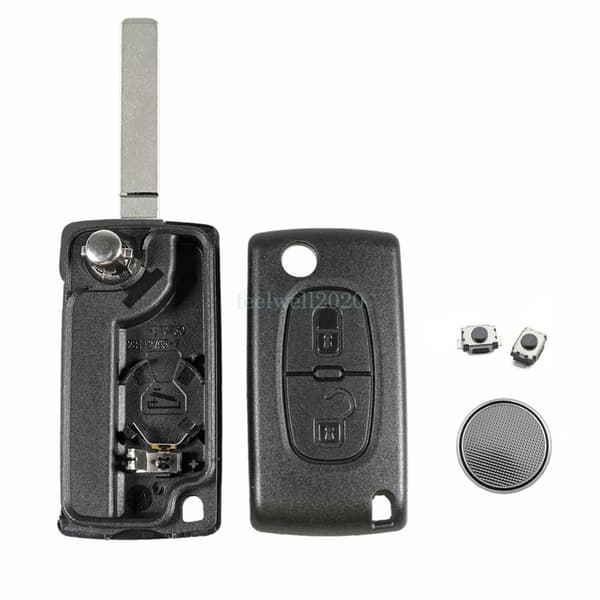 2Button Flip Key Fob Case Shell Battery For Citroen Berlingo Peugeot Partner Van