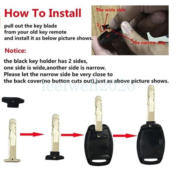 2Button Key Fob Shell Case Cover Remote For Honda Pilot 2009-2012 Fit 2001- 2008
