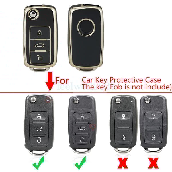 3 Button Flip Remote Fob Key Cover for VW Volkswagen Golf MK6 Polo Caddy Beetle