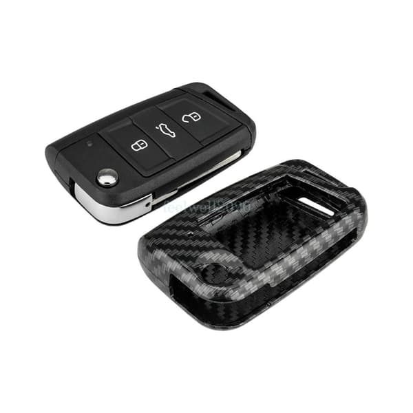 3 Button Key Fob Cover Case Shell For VW Polo Tiguan Golf GTI MK7 Carbon Fiber