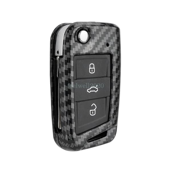 3 Button Key Fob Cover Case Shell For VW Polo Tiguan Golf GTI MK7 Carbon Fiber