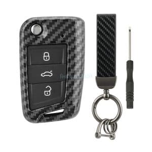 3 Button Key Fob Cover Case Shell For VW Polo Tiguan Golf GTI MK7 Carbon Fiber
