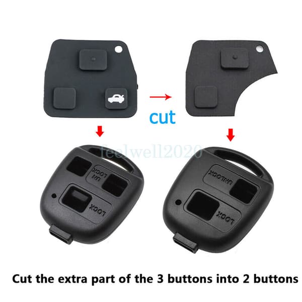 3/2 Button Remote Key Case Fob Rubber Pad for Toyota Avensis Yaris Corolla Rav4