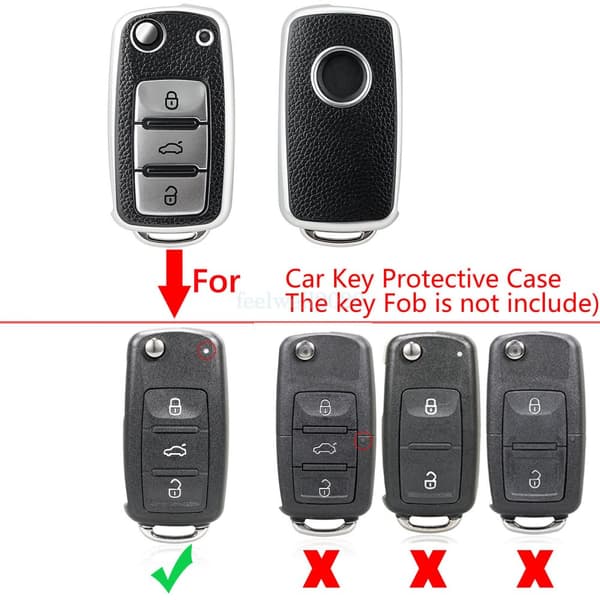3 Button Key Case Cover For VW Golf Polo Jetta Caddy Tiguan Passat Remote Fob