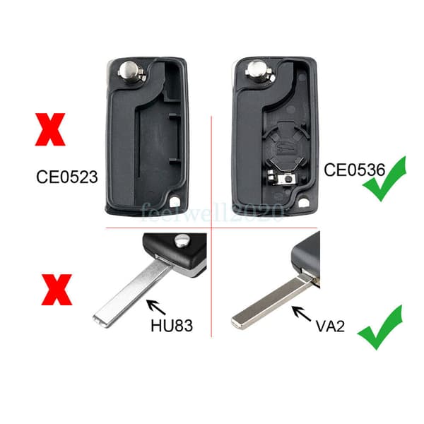 2 Button Car Flip Key Case Cover for Citroen C2 C3 Berlingo Picasso Remote Fob