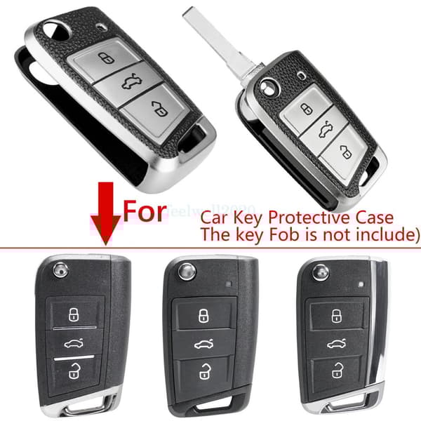3 Button TPU Key Fob Cover Case For VW Polo Passat Golf Seat Leon Skoda Octavia