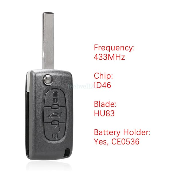 For Peugeot 207 308 3008 5008 807 433MHz Remote Car Key Fob 3 Button HU83 CE0536