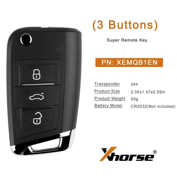 Xhorse Super Remote Key, 3 Painiketta, Sisäänrakennettu Super Chip, Englanninkielinen Versio