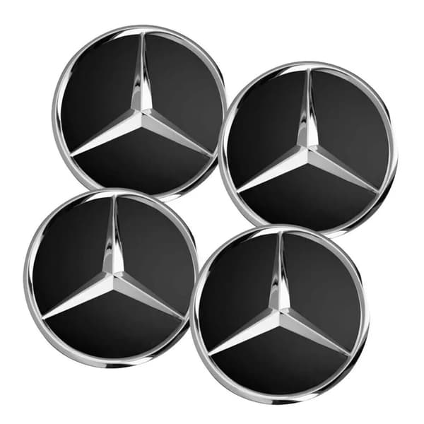 4-Pack Mercedes-Benz Centrumkåpor – Hjulnav Emblem 75mm