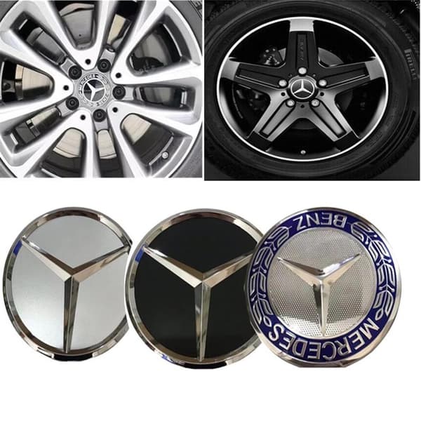 4-Pack Mercedes-Benz Centrumkåpor – Hjulnav Emblem 75mm