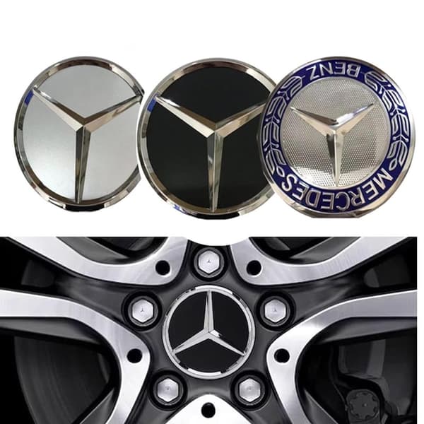 4-Pack Mercedes-Benz Centrumkåpor – Hjulnav Emblem 75mm Silver - 75mm