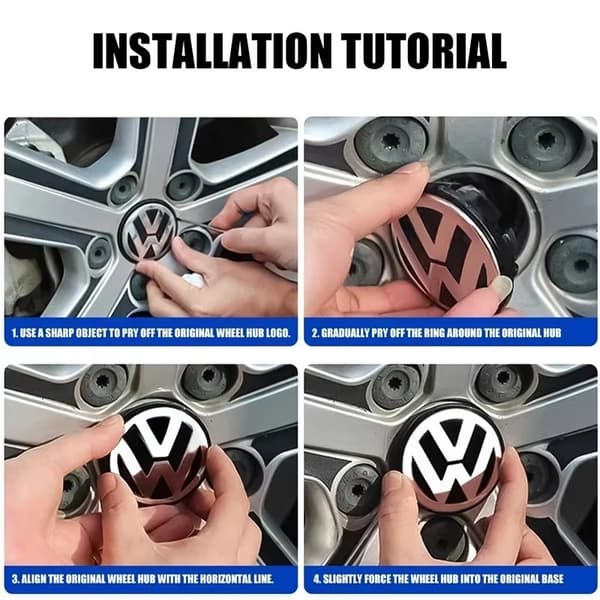 4-Pack Volkswagen Centrumkåpor – Hjulnav Emblem