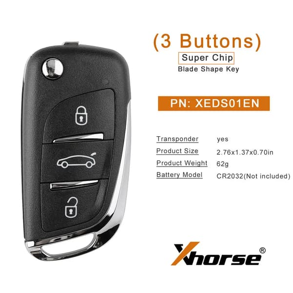 Xhorse Universaali Etäavaimen, 3 Painiketta, Transponderilla Varustettu,XEDS01en