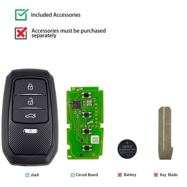 Xhorse Smart Key för Toyota, Dubbel Frekvensstöd 312.10 / 314.35, CE-certifierad, Kompatibel med 4D 8A 4A