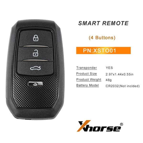 Xhorse Smart Key för Toyota, Dubbel Frekvensstöd 312.10 / 314.35, CE-certifierad, Kompatibel med 4D 8A 4A