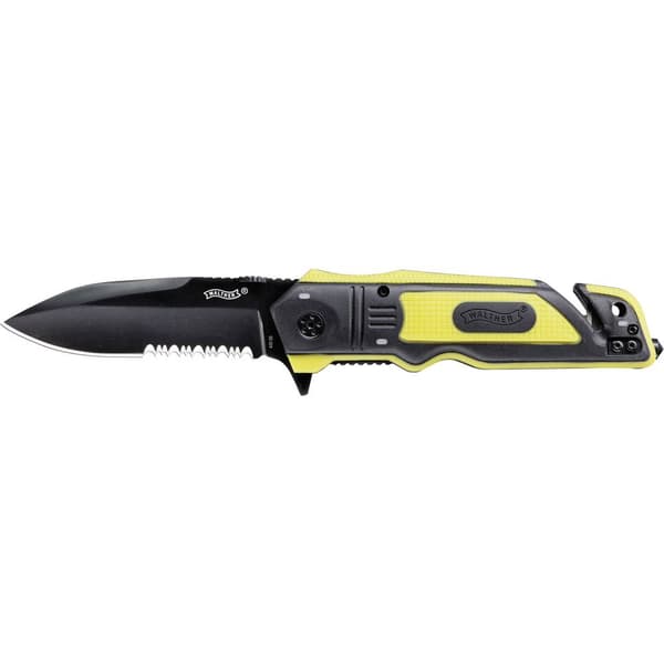 Walther 5.0729 Emergency Rescue Knife ERK fluoreszierend Räddningskniv Glaskross, Bälteskniv (L x B x H) 118 x 40 x 20