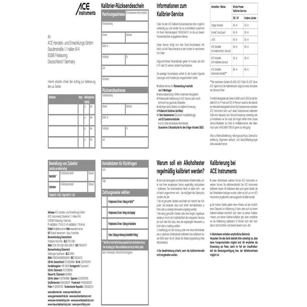 ACE 100082 Kalibrerings-certifikat