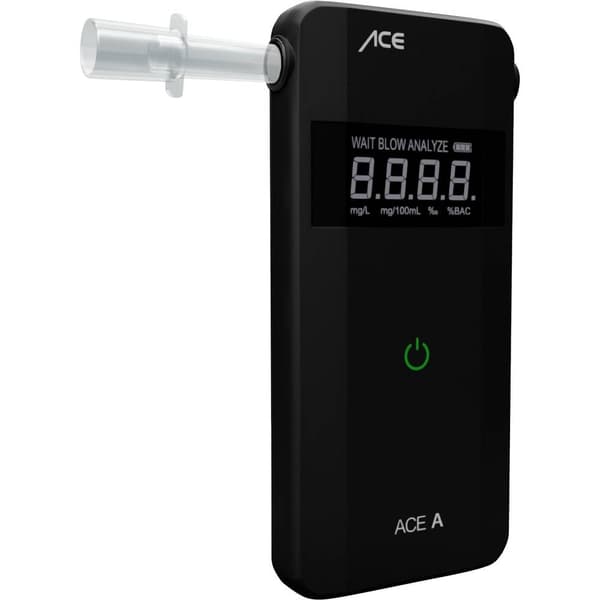 ACE A Alkoholmätare Svart 0 till 4 ‰ Separata enheter visningsbara, Larm, inkl. Display, Nedräkningsfunktion