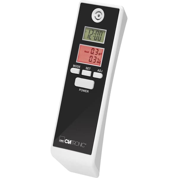 Clatronic AT 3605 Alkoholmätare Vit, Svart 0.0 till 1.9 ‰ inkl. Display, Separata enheter visningsbara, Klocka, Tempera