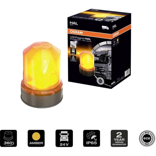 OSRAM Varningsljus Light Signal Halogen Beacon Light RBL101 24 V via bilens elsystem Skruvmontering Orange