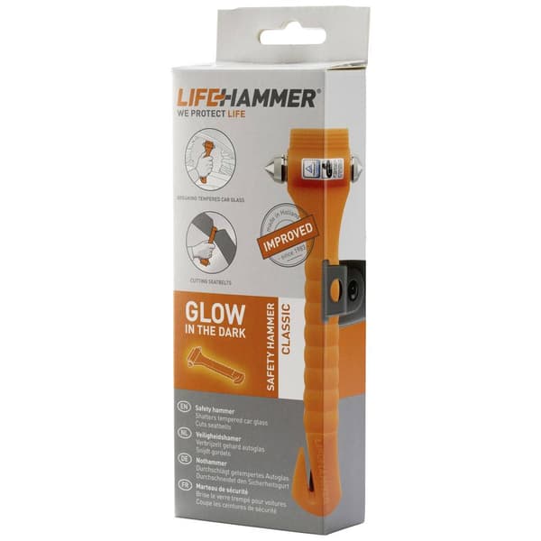 LifeHammer HCGO1QCSBX Classic Glow Nödhammare Glaskross, Bälteskniv Buss, Lastbil, Personbil, SUV, Skåpbil, Husbil (L x
