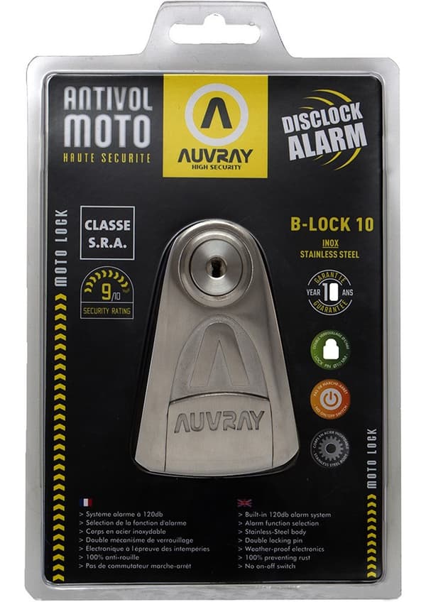 AUVRAY skivelås med alarm B-LOCK 10 INOX - rustfrit stål, stiftdiameter 10 mm (S.R.A. klasse)