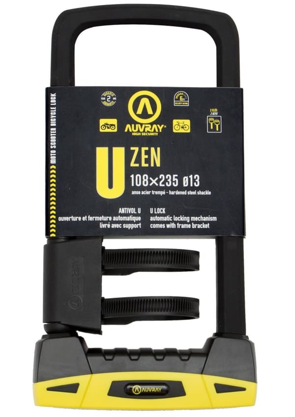 AUVRAY U-LOCK U-ZEN lukko (kumipääpanta) kahvalla - 108 x 235mm