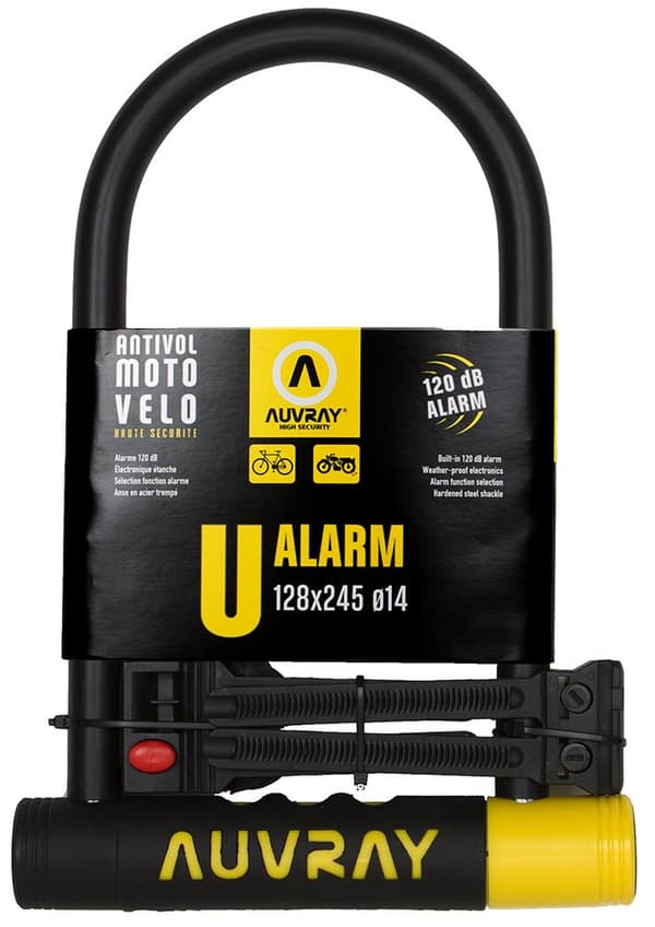 AUVRAY U-LOCK-spänne MED LARM - 128 x 245 mm, stiftdiameter 14 mm