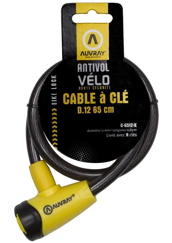AUVRAY teräskaapeli lukolla - pituus 65cm, halkaisija 12mm