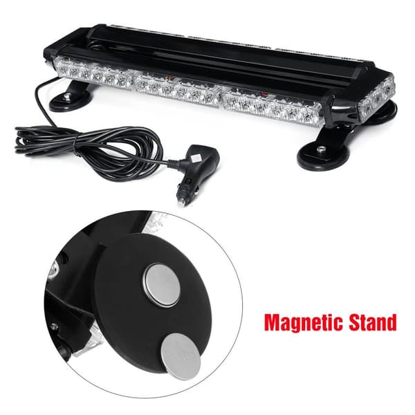 Amber Traffic Advisor Light Bar, 42 LED-lampor, 7 blinklägen, magnetisk bas