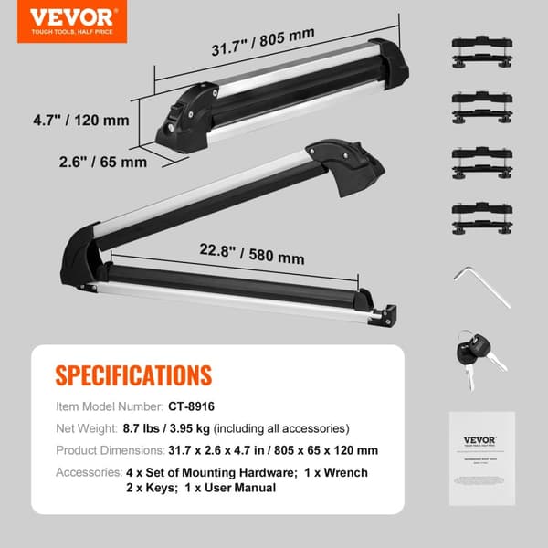 VEVOR Skiholder, 6 par kapacitet, letvægts aluminium design,6x4