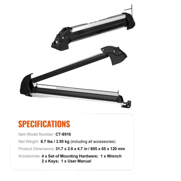 VEVOR Skiholder, 6 par kapacitet, letvægts aluminium design,6x4