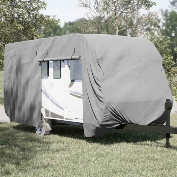 vidaXL asuntovaunun päällinen harmaa 670x250x220 cm kuitukangas