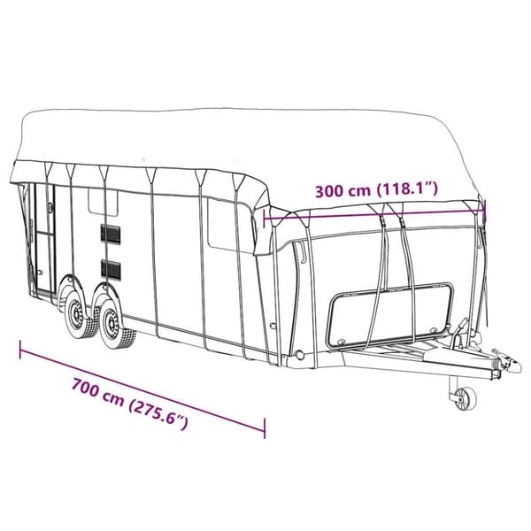 vidaXL Takskydd för husvagn grå 700x300 cm non-woven tyg