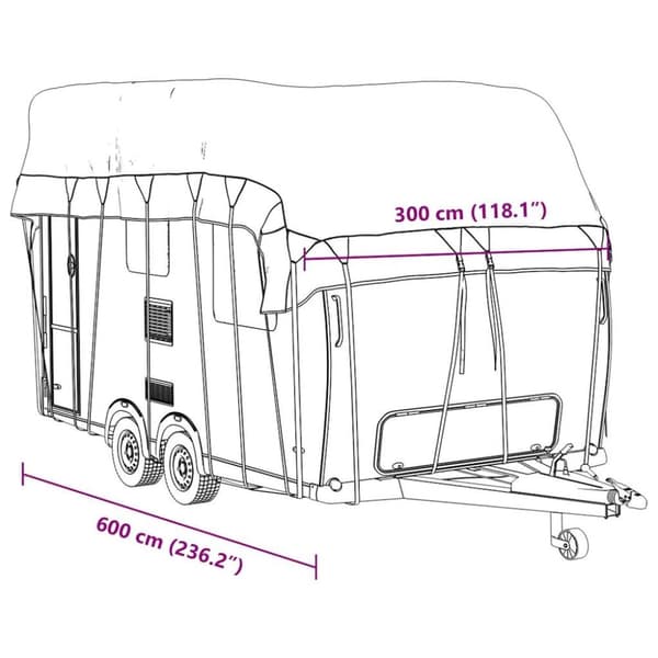 vidaXL Takskydd för husvagn grå 600x300 cm non-woven tyg