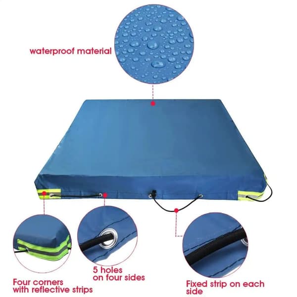 Vandtæt Trailer Cover 208x114x13cm - Vind- og støvtæt med forstærkede gummistropper