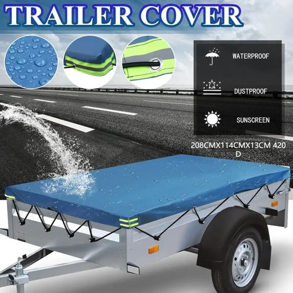 Vandtæt Trailer Cover 208x114x13cm - Vind- og støvtæt med forstærkede gummistropper
