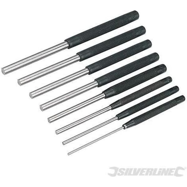Chasse-goupilles - SILVERLINE - Set av 8 - Härdat stål - Längd 200 mm - Storlekar 2,4 till 9,5 mm
