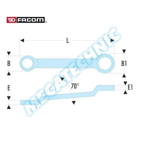 Metrisk offset ringnyckel diameter 18x19mm längd 290mm - FACOM - 55A.18X19