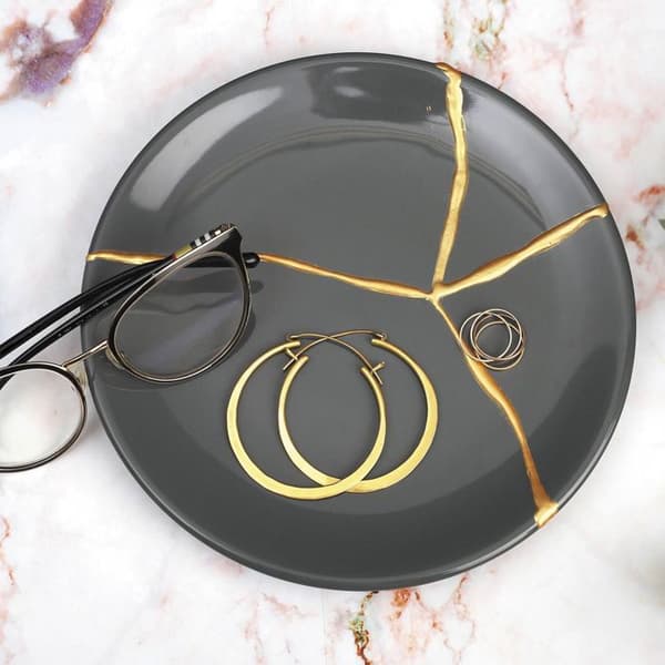 Coffert Kintsugi - GRAINE CREATIVE ON A TOUS DU TALENT - 6 st - Grå - Epoxiharts - Guld